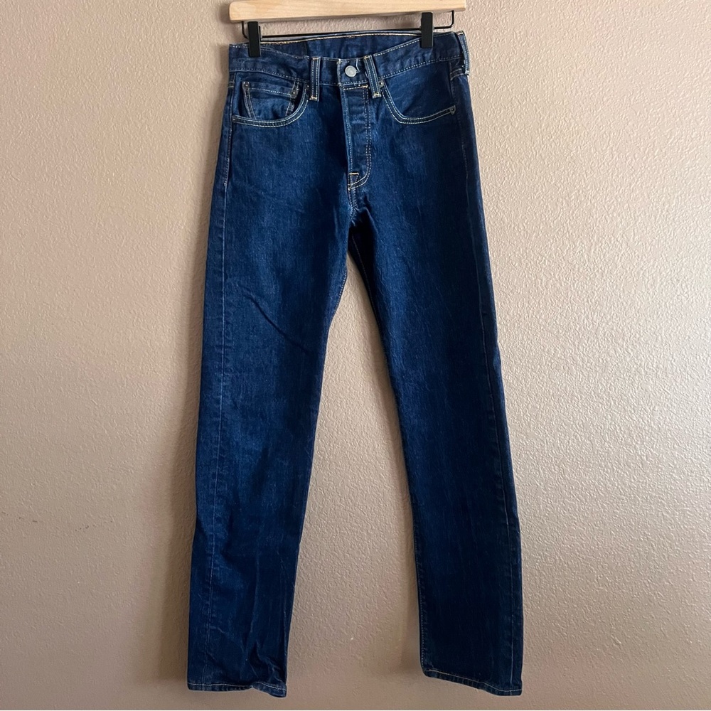 Levi's Men's 501 Button Fly Straight Leg Jeans Dark Blue Size W28 L32